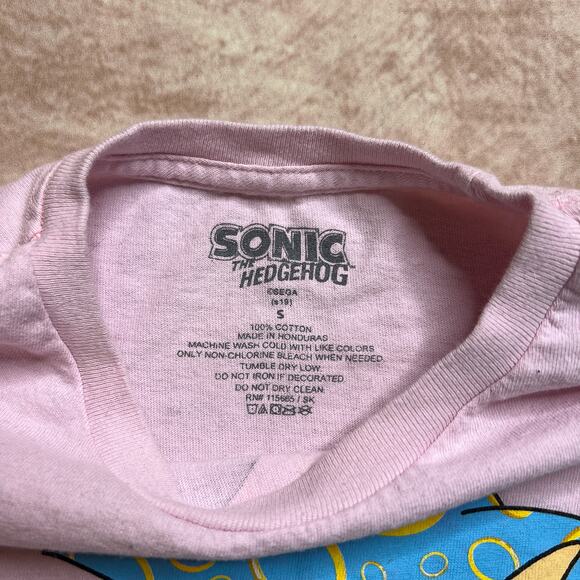 SEGA Sonic The Hedgehog Pink Rings T-Shirt Youth S Short Sleeve Graphic Tee Y2K - Picture 4 of 6
